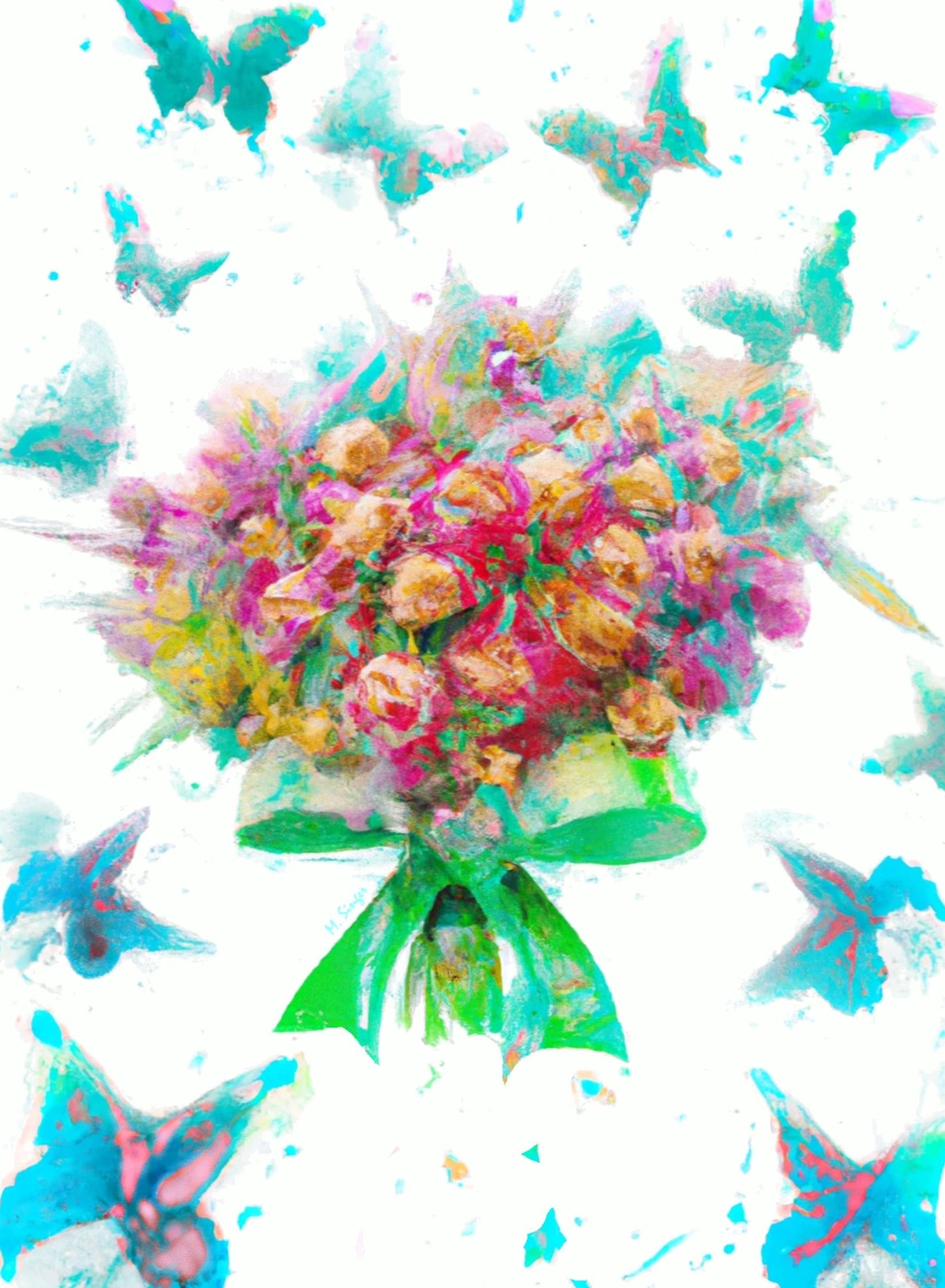 Blue Butterfly Bouquet by Marlys Singer